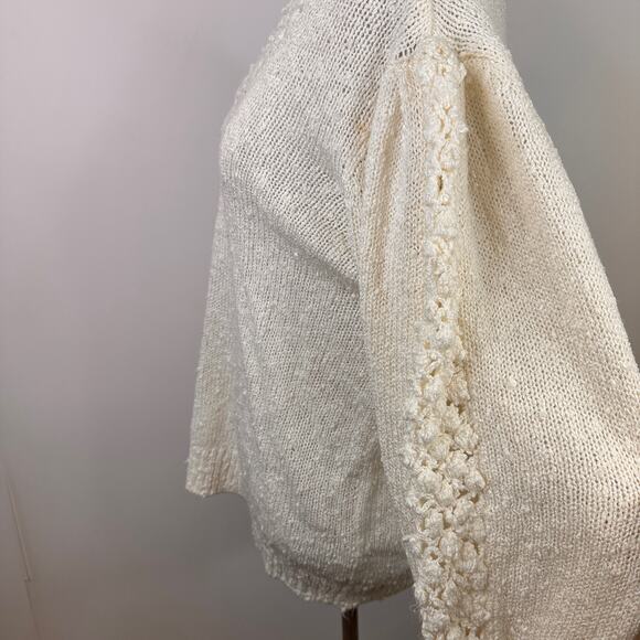Bonnie Lee Division of LeRoy Vintage Cream Crochet Boucle Sweater Size 44 - Picture 6 of 10